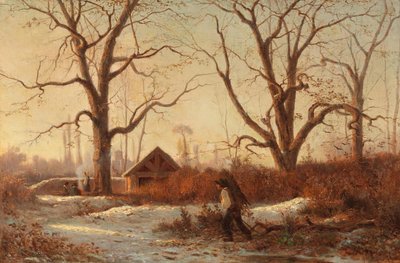 Winter Landscape with Brushwood Gatherer by Adolphe Appian